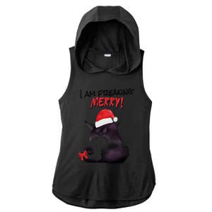 I Am Freaking Merry Funny Christmas Cat Merry Catmas Great Gift Ladies PosiCharge Tri-Blend Wicking Draft Hoodie Tank