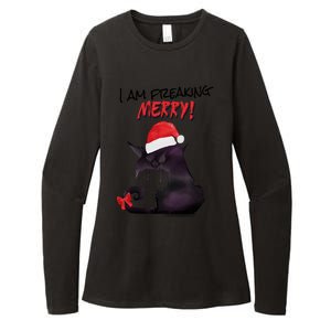 I Am Freaking Merry Funny Christmas Cat Merry Catmas Great Gift Womens CVC Long Sleeve Shirt