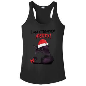 I Am Freaking Merry Funny Christmas Cat Merry Catmas Great Gift Ladies PosiCharge Competitor Racerback Tank