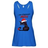 I Am Freaking Merry Funny Christmas Cat Merry Catmas Great Gift Ladies Essential Flowy Tank