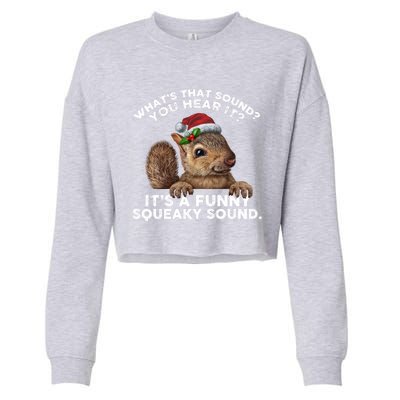 ItS A Funny Squeaky Sound Gift Funny Christmas Squirrel Gift Cropped Pullover Crew