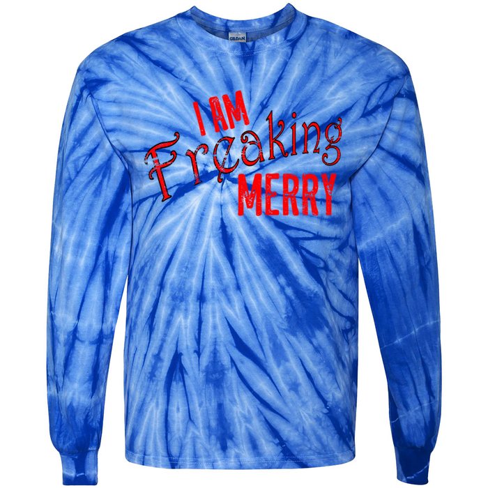 I Am Freaking Merry Red Christmas Spirit Gift Tie-Dye Long Sleeve Shirt