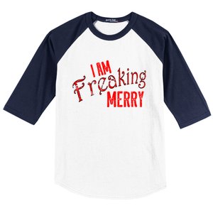 I Am Freaking Merry Red Christmas Spirit Gift Baseball Sleeve Shirt