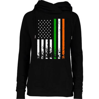 Irish American Flag Ireland Flag ST PATRICKS DAY Gift Lucky Womens Funnel Neck Pullover Hood