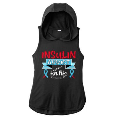 Insulin Addict For Life Diabetes Awareness Ladies PosiCharge Tri-Blend Wicking Draft Hoodie Tank