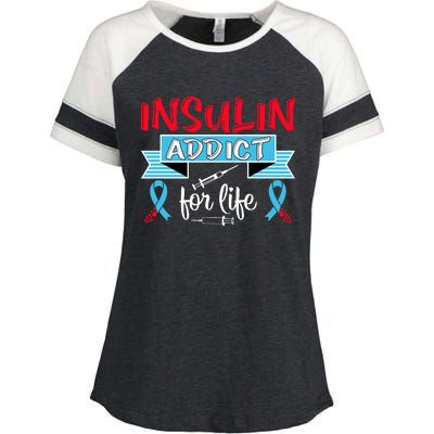 Insulin Addict For Life Diabetes Awareness Enza Ladies Jersey Colorblock Tee