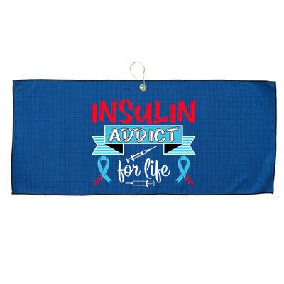 Insulin Addict For Life Diabetes Awareness Large Microfiber Waffle Golf Towel