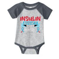 Insulin Addict For Life Diabetes Awareness Infant Baby Jersey Bodysuit