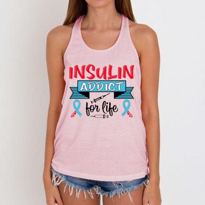 Insulin Addict For Life Diabetes Awareness Women's Knotted Racerback Tank