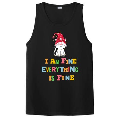 I Am Fine Everything Is Fine Gift Funny Cat Christmas Gift PosiCharge Competitor Tank