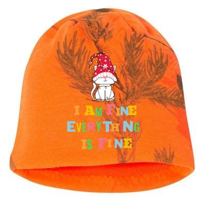 I Am Fine Everything Is Fine Gift Funny Cat Christmas Gift Kati - Camo Knit Beanie