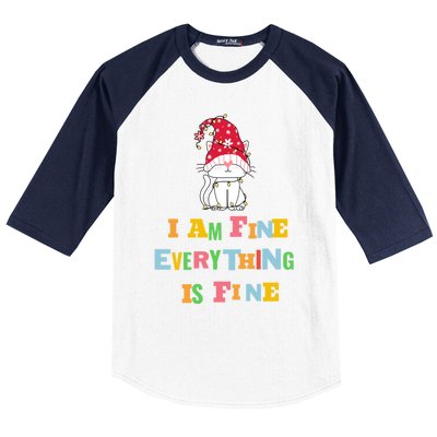 I Am Fine Everything Is Fine Gift Funny Cat Christmas Gift Baseball Sleeve Shirt