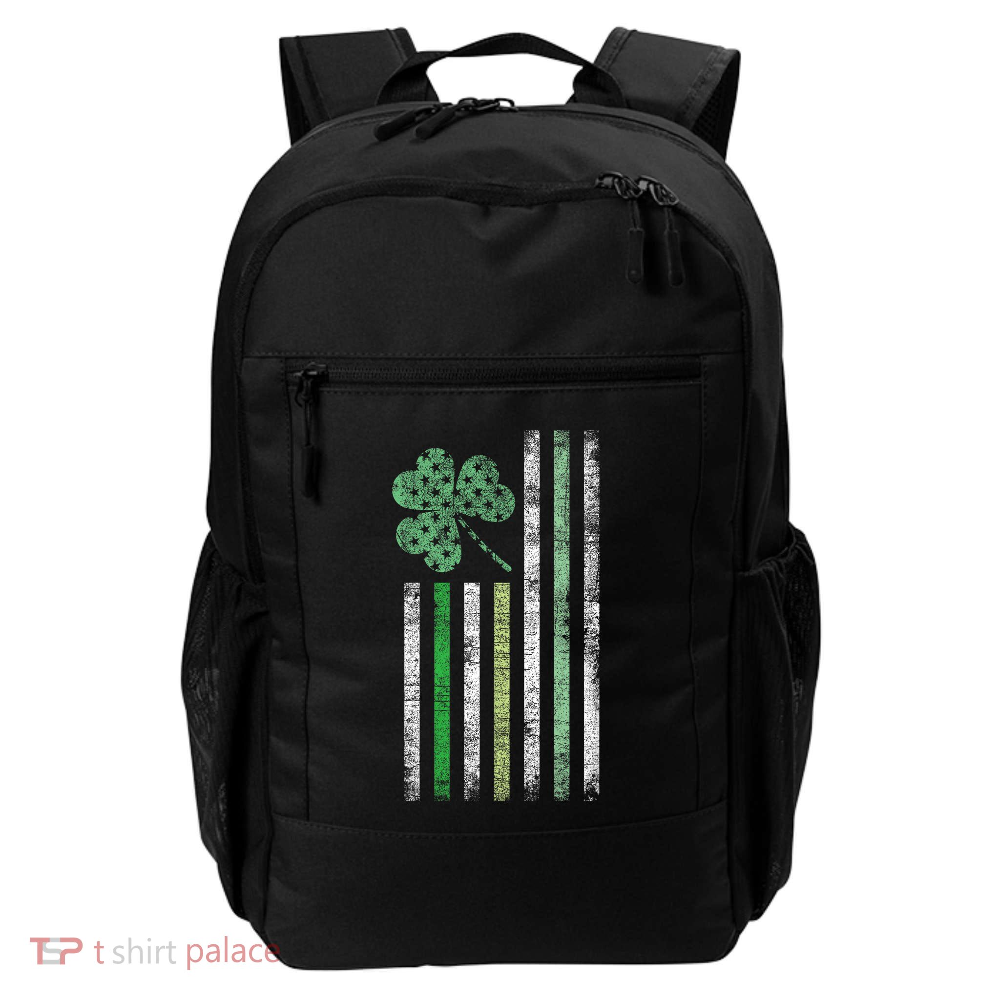 Irish American Flag St PatrickS Day Distressed Shamrock Usa Daily Commute Backpack