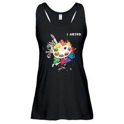 I Arted Funny Art Cool Graphic Colorful Artist Ladies Essential Flowy Tank