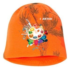 I Arted Funny Art Cool Graphic Colorful Artist Kati - Camo Knit Beanie