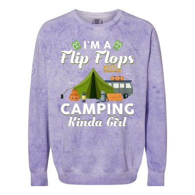 I'm A Flip Flops And Camping Kinda Gi Rl Colorblast Crewneck Sweatshirt