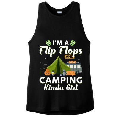 I'm A Flip Flops And Camping Kinda Gi Rl Ladies PosiCharge Tri-Blend Wicking Tank