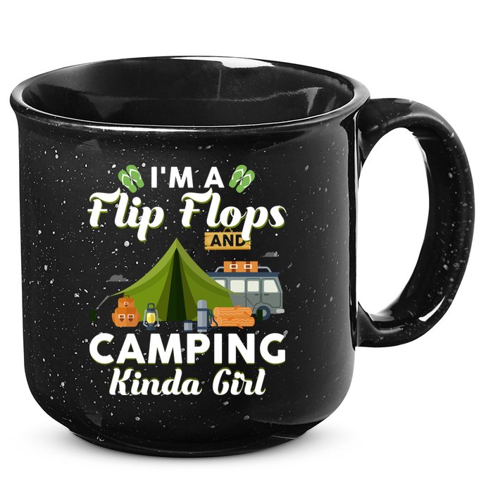 I'm A Flip Flops And Camping Kinda Gi Rl 15oz Campfire Ceramic Mug