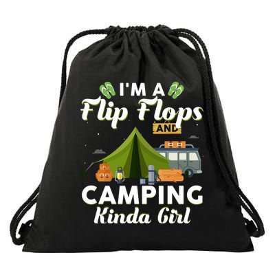 I'm A Flip Flops And Camping Kinda Gi Rl Drawstring Bag