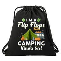 I'm A Flip Flops And Camping Kinda Gi Rl Drawstring Bag