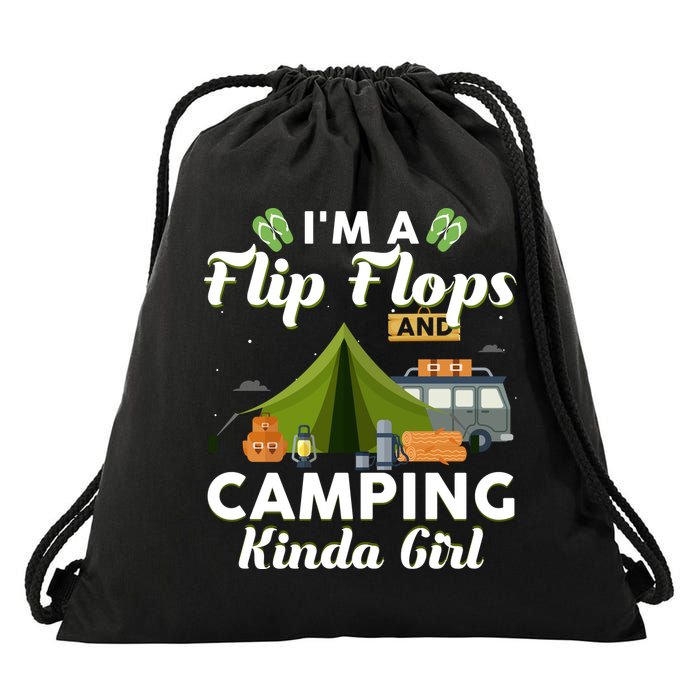 I'm A Flip Flops And Camping Kinda Gi Rl Drawstring Bag