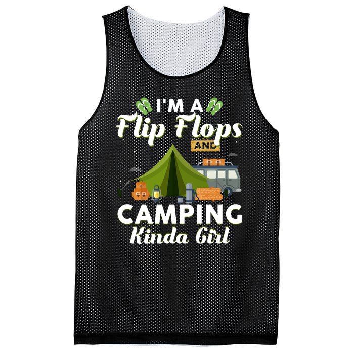 I'm A Flip Flops And Camping Kinda Gi Rl Mesh Reversible Basketball Jersey Tank