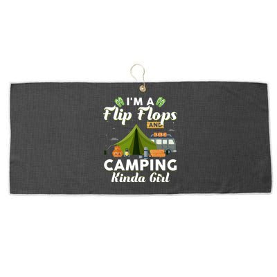 I'm A Flip Flops And Camping Kinda Gi Rl Large Microfiber Waffle Golf Towel