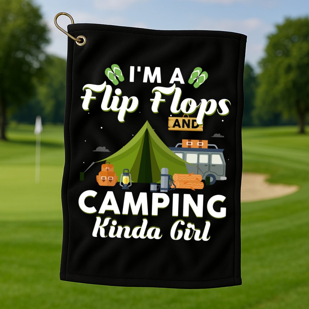 I'm A Flip Flops And Camping Kinda Gi Rl Golf Towel