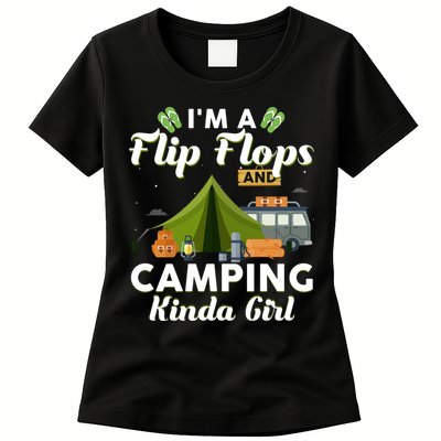 I'm A Flip Flops And Camping Kinda Gi Rl Womens T-Shirt