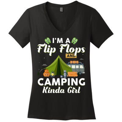 I'm A Flip Flops And Camping Kinda Gi Rl Women's V-Neck T-Shirt