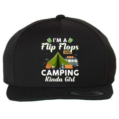 I'm A Flip Flops And Camping Kinda Gi Rl Wool Snapback Cap