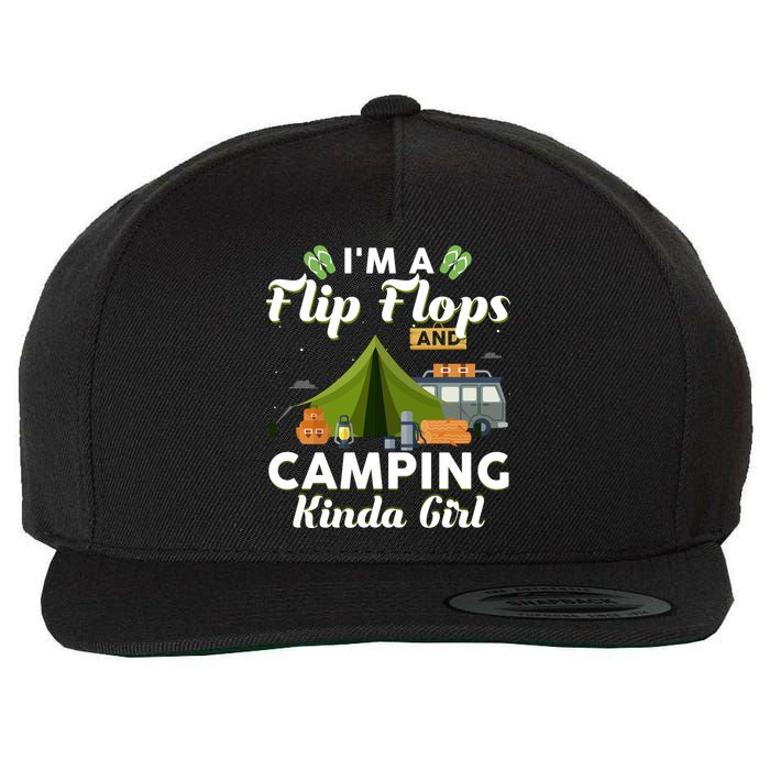 I'm A Flip Flops And Camping Kinda Gi Rl Wool Snapback Cap