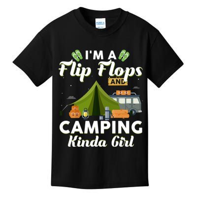 I'm A Flip Flops And Camping Kinda Gi Rl Kids T-Shirt