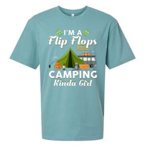 I'm A Flip Flops And Camping Kinda Gi Rl Sueded Cloud Jersey T-Shirt