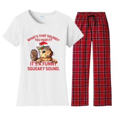 Its A Funny Squeaky Sound Christmas Squirrel Women's Flannel Pajama Set