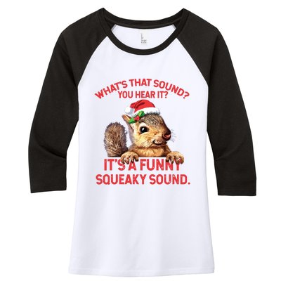 Its A Funny Squeaky Sound Christmas Squirrel Women's Tri-Blend 3/4-Sleeve Raglan Shirt