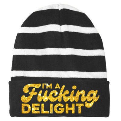 Im A Fucking Delight Funny Sarcasm Im A Delight Tie Dye Striped Beanie with Solid Band