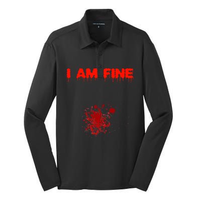 I Am Fine Funny Gift Silk Touch Performance Long Sleeve Polo