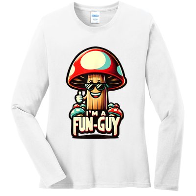 IM A Funguy Amusing Mushroom EnthusiastS Funny Pun Ladies Long Sleeve Shirt