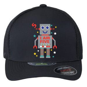 I Am Five Robot Funny Robotics 5 Year Old Birthday Party Flexfit Unipanel Trucker Cap