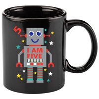 I Am Five Robot Funny Robotics 5 Year Old Birthday Party 11oz C Handle Ceramic Mug