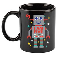 I Am Five Robot Funny Robotics 5 Year Old Birthday Party 11oz C Handle Ceramic Mug