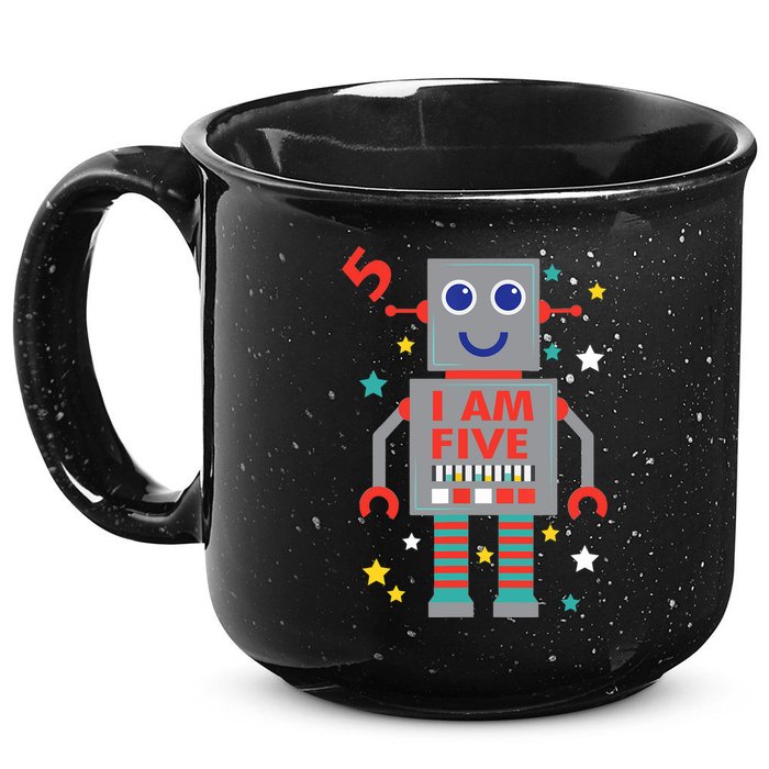 I Am Five Robot Funny Robotics 5 Year Old Birthday Party 15oz Campfire Ceramic Mug