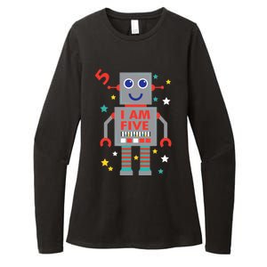 I Am Five Robot Funny Robotics 5 Year Old Birthday Party Womens CVC Long Sleeve Shirt