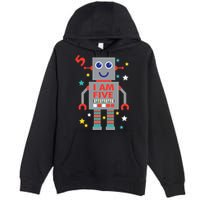 I Am Five Robot Funny Robotics 5 Year Old Birthday Party Premium Pullover Hoodie