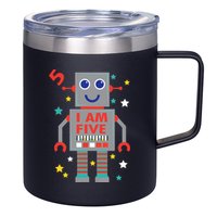 I Am Five Robot Funny Robotics 5 Year Old Birthday Party 12oz Stainless Steel Coffee Mug