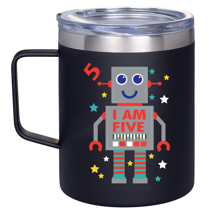 I Am Five Robot Funny Robotics 5 Year Old Birthday Party 12oz Stainless Steel Coffee Mug