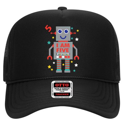 I Am Five Robot Funny Robotics 5 Year Old Birthday Party Trucker Hat