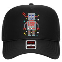I Am Five Robot Funny Robotics 5 Year Old Birthday Party Trucker Hat