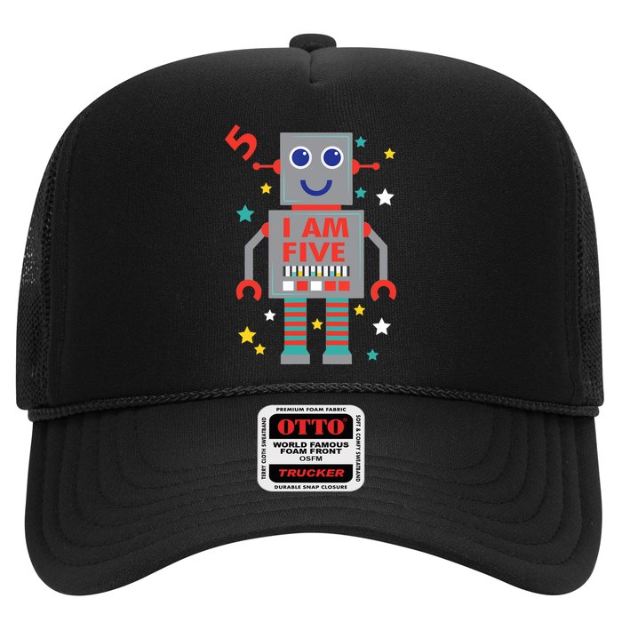 I Am Five Robot Funny Robotics 5 Year Old Birthday Party Trucker Hat